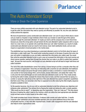 Auto Attendant Script Article Auto Attendant Script Article